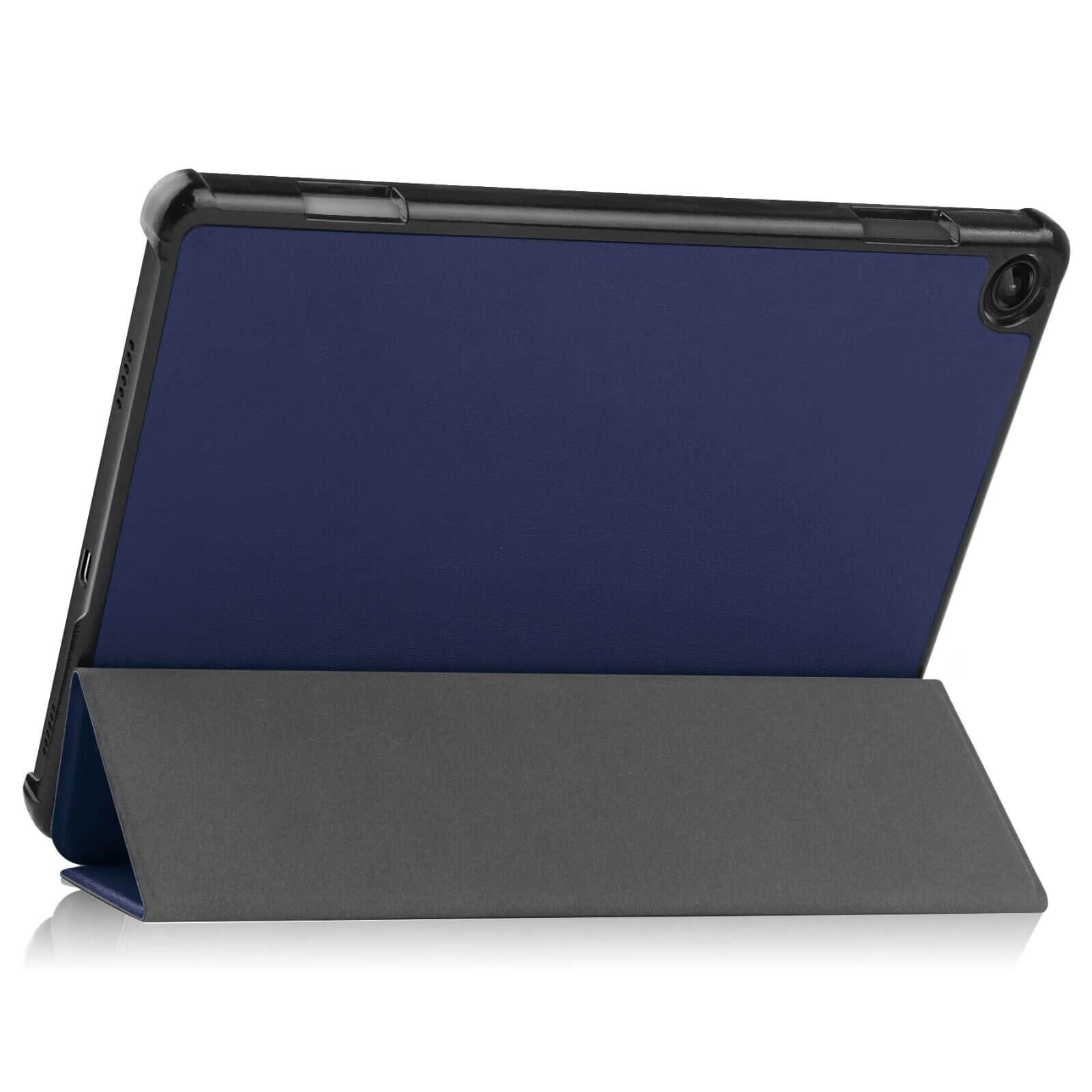 Lenovo Tab M10 (3rd Gen) 10.1 inch tri-fold hard shell smart cover with auto wake function in navy blue color stand back