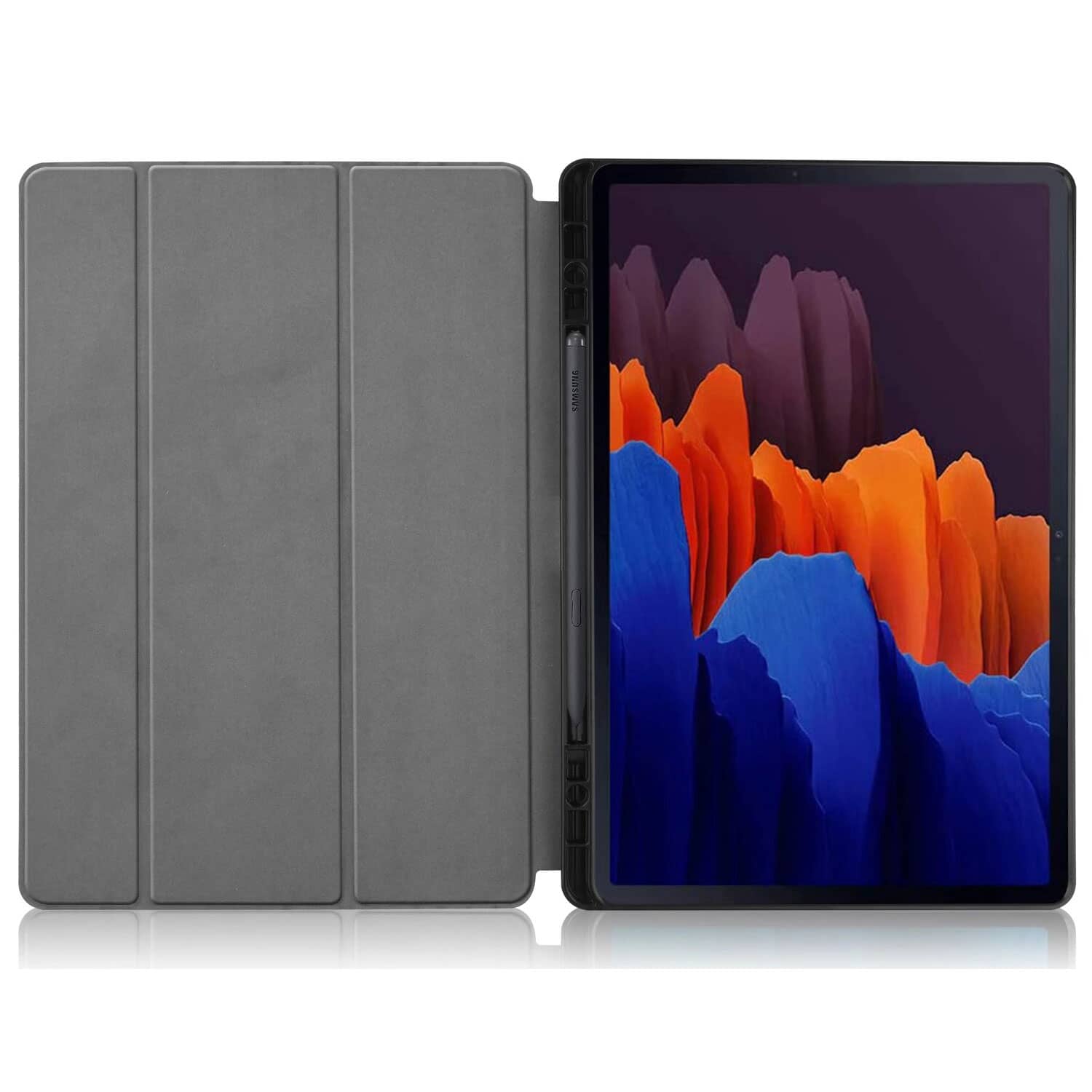 Samsung Galaxy Tab S7 Lite in gray smart cover install.
