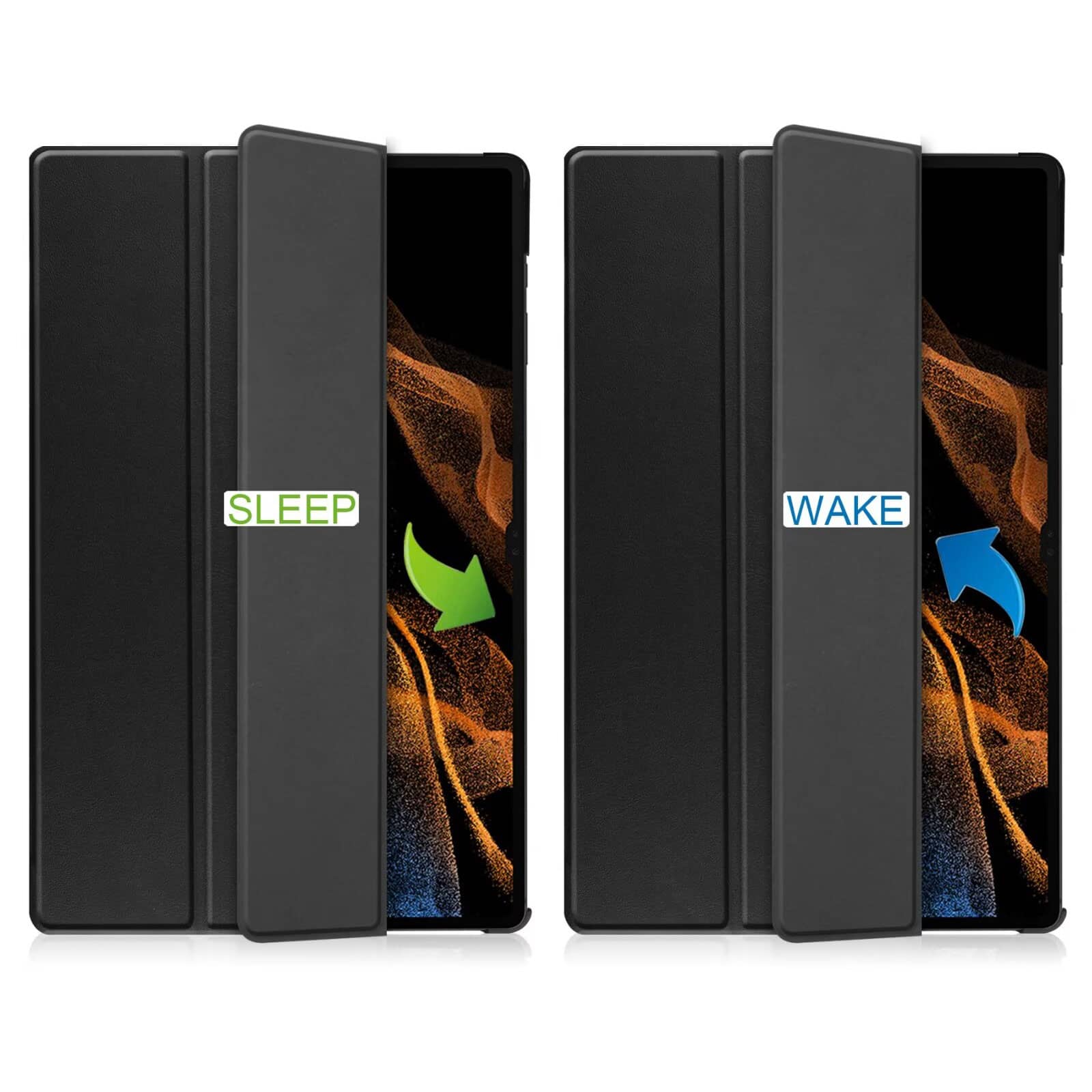 Samsung Galaxy Tab S8 Case Black auto wake sleep.