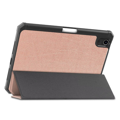 iPad mini 7 / 6 8.3-inch tablet case in rose gold, featuring a tri-fold TPU back cover with auto wake function stand back.