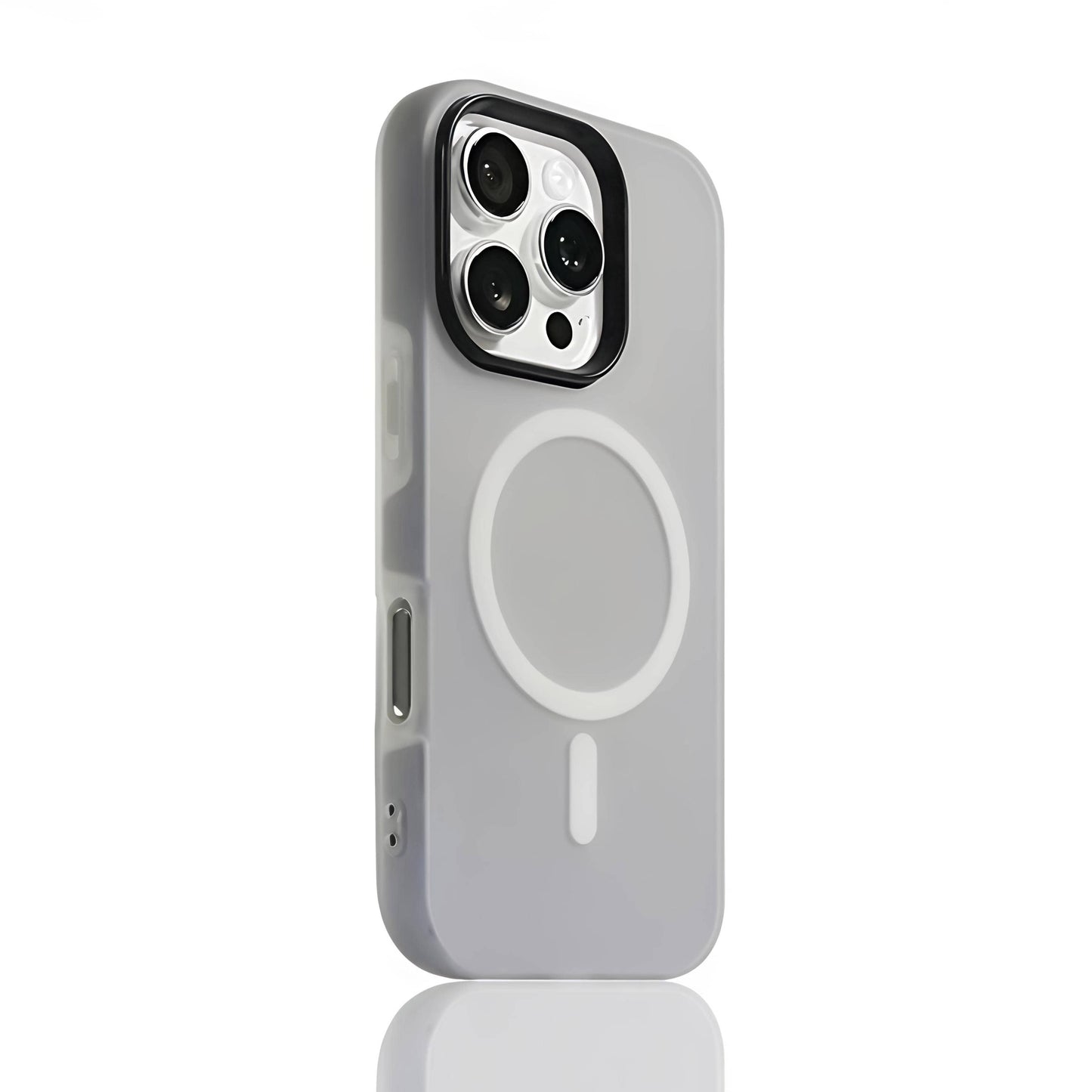 Classic Black MagSafe compatible matte silicone iPhone case with translucent back and raised camera protection for iPhone 11-16 series.
